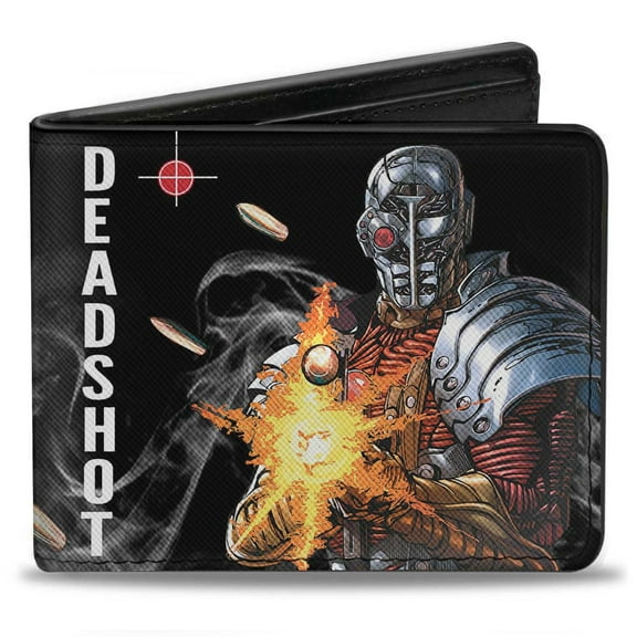 DC Comics Wallet, Bifold, Deadshot JLA Issue 7.1 Point And Shoot Cover Targets Bullets, Vegan Leather