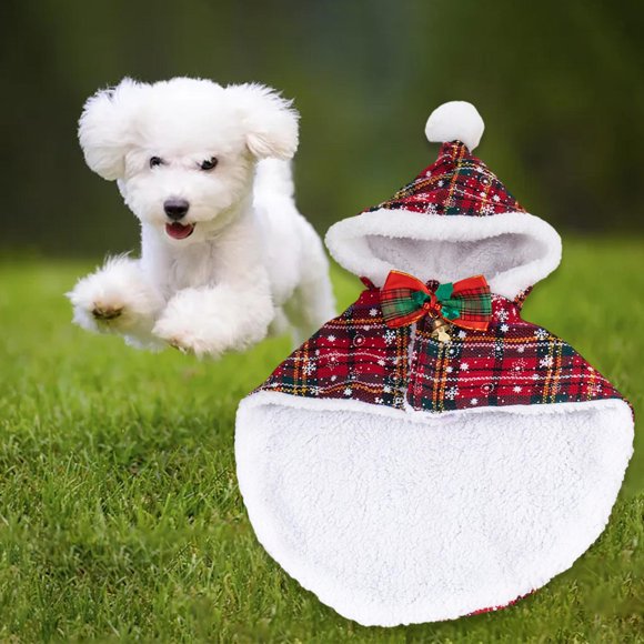 Disfraz de Navidad para perros, ropa cálida, ropa cómoda, capa para cachorros, abrigo de invierno para perros pequeños, medianos, cachorros, gatitos y Yinane Cabo Santa