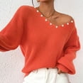 thumbnail image 6 of Lenpel Sweaters for Women Lantern Long Sleeve V Neck Chunky Knit Pullover Sweater Tops Casual Loose Sweaters(Orange,X-Large), 6 of 7
