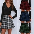thumbnail image 2 of Women Short Skirt A-line Skirt Plaid Pleated Skirt Spring Autumn Casual Miniskirt, 2 of 5