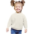 thumbnail image 3 of AHTJRT Crewneck Sweater for Kids Boys Girls Long Sleeve Stretchy Chunky Pullover Solid Color Lightweight Breathable Sweaters Khaki 1-2 Years, 3 of 7