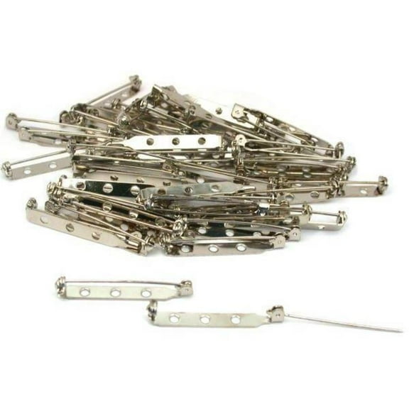 50 Bar Pin Backs Broach Hat Badge Jewelry Safety Parts