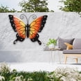 thumbnail image 3 of Mariposas de metal 3D decorativas para pared, adorno multicolor, arte mural, mariposas simuladas negro naranja, 3 of 9