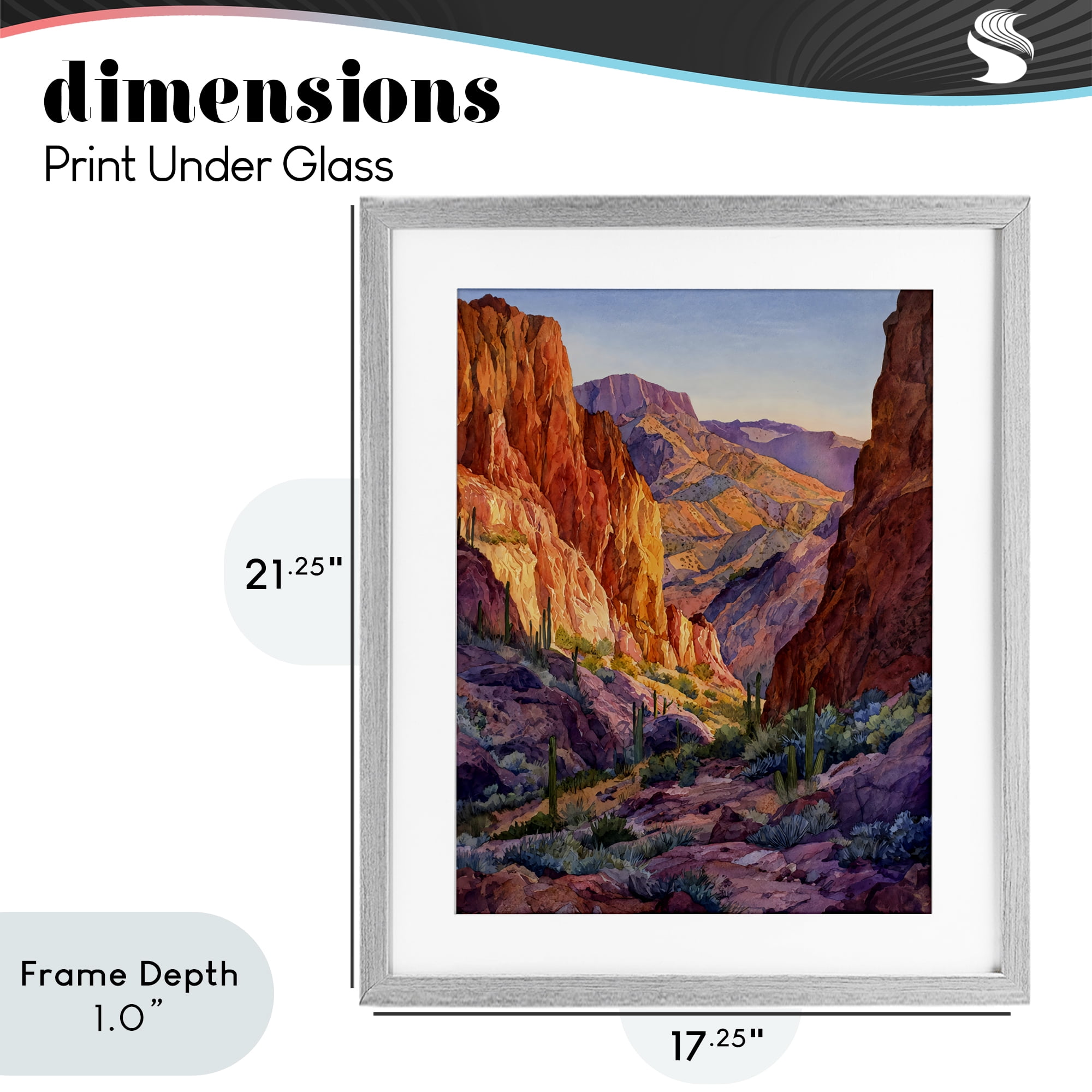 Stupell Industries Western Colors Canyon Gray Framed Print Under Glass, design by Franklyn Gregory