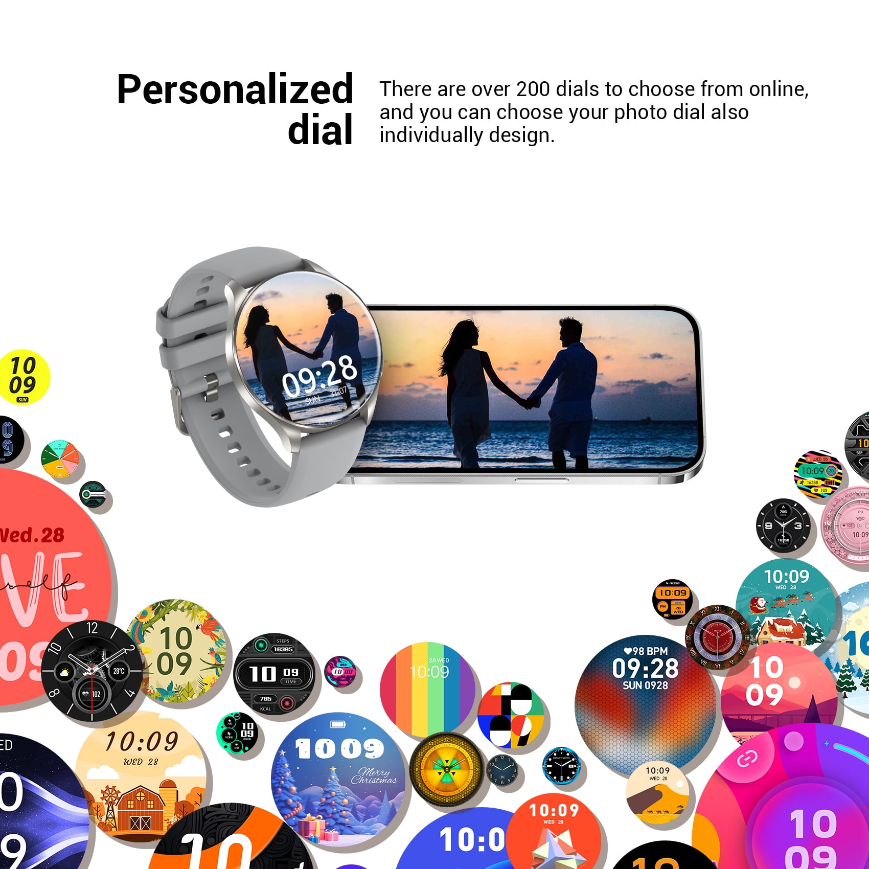 Blackview Smart Watch for Women, 1.43" AMOLED Display Fitness Tracker with Bluetooth Call, 100+ Sports Modes, AI Voice Assistant, 2 Straps, Waterproof Smartwatch for Android iPhone, Sliver