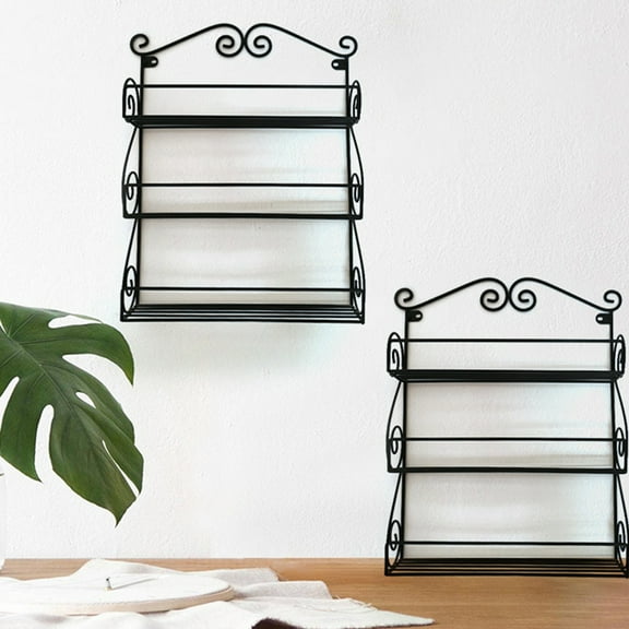 1Pc Sundries Holders Wall Hanging Shelf Flowers Storage for Home Black