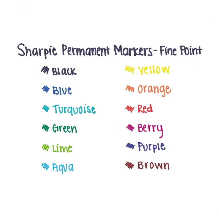 Sharpie Fine Point Permanent Marker, Assorted - 12 pack