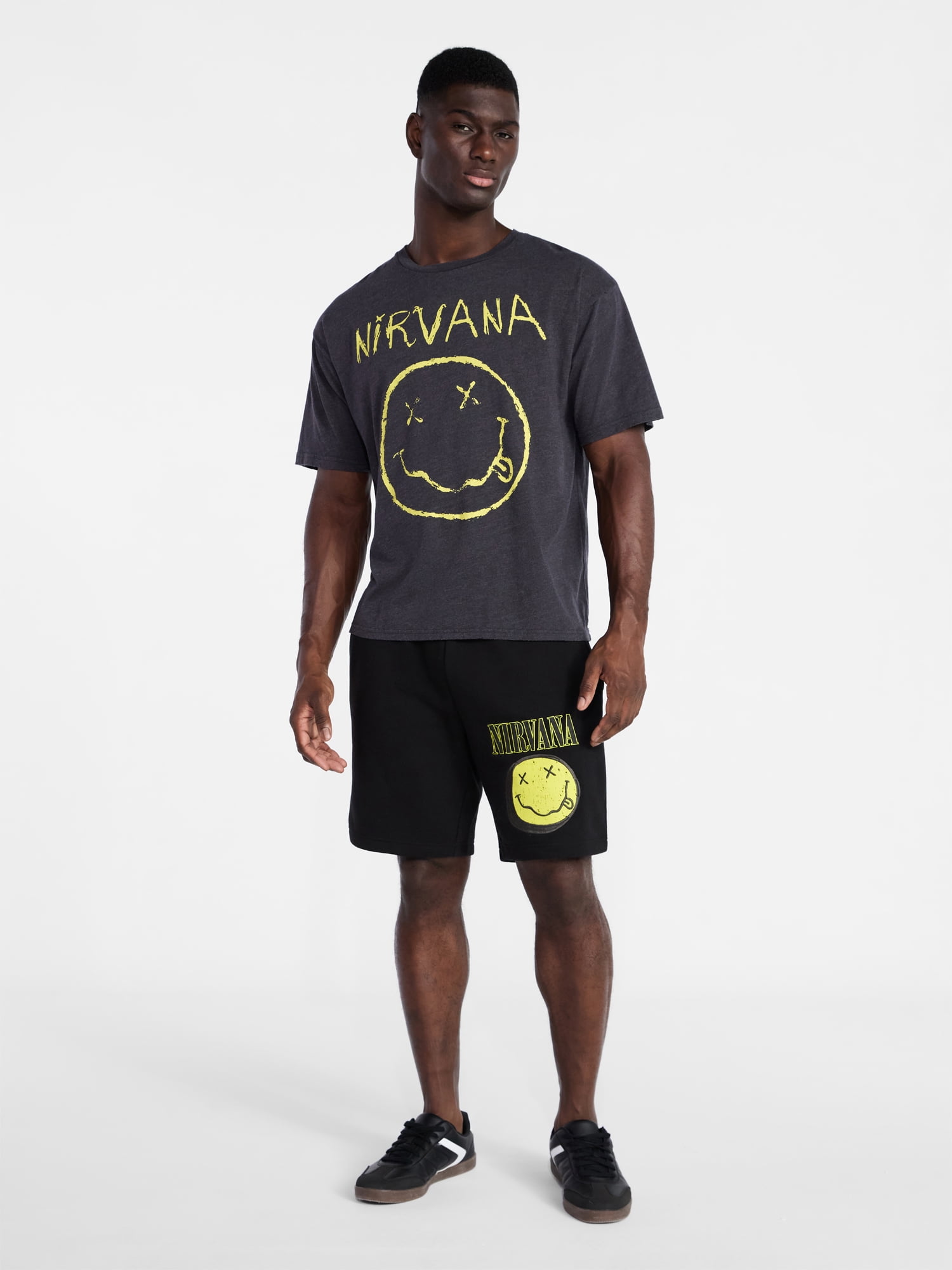 Nirvana Men's and Big Men's Smiley Tour Graphic Tee with Short Sleeves, Sizes XS-3XL