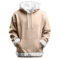thumbnail image 3 of Xcmzpl Christmas Hoodies for Men Fluffy Trim Hooded Sweatshirts Solid Long Sleeve Pullover Causal Loose Hoodie with Pocket Xmas Gifts, 3 of 10