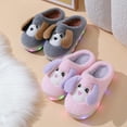 thumbnail image 4 of Otqutp Kids Boys Girls Dog Fuzzy Slippers Non-Slip Cute Furry House Slides Fall Winter Warm Bedroom Soft Cozy Indoor Shoes, 4 of 7