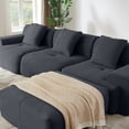 thumbnail image 5 of Leumius 113" L-Shaped Modular Sectional Sofa,Corduroy Fabric Upholstered 3 Seater Couch with Deep Seat and Movable Ottoman,No Assembly,Dark Gray, 5 of 10