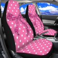 thumbnail image 2 of XYZCANDO Pink Bow Car Seat Covers for Women, White Dots Front Seat Protectors, Stylish Auto Interior Decor Accessories, 2 of 7