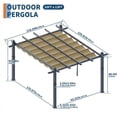 thumbnail image 4 of Petyee 10ft x 13ft Outdoor Retractable Aluminum Pergola, Modern Outdoor Trellis with  UPF 50+ Waterproof Canopy,Gray Wood-Grain Finish,Khaki canopy, 4 of 8