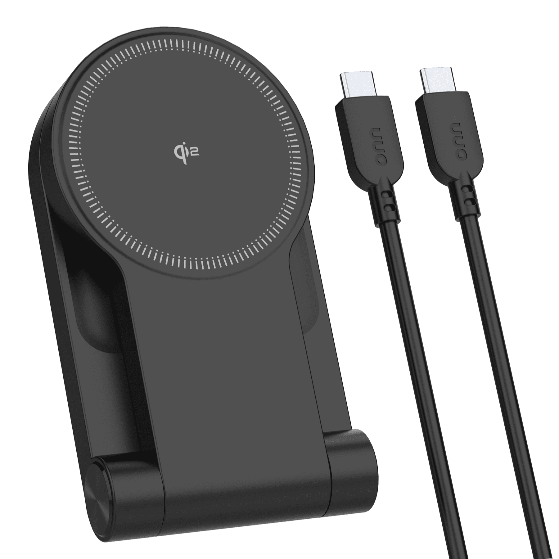 onn 2-in-1 Qi2.0 Wireless Charging Stand, Qi certified, fast charging, Black