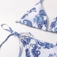 thumbnail image 4 of Traje de baño de dos piezas con estampado de triángulos y lazos laterales para mujer, 4 of 5