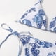 thumbnail image 4 of Traje de baño de dos piezas con estampado de triángulos y lazos laterales para mujer, 4 of 5