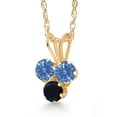 thumbnail image 2 of Gem Stone King 14K Yellow Gold Fancy Blue Zirconia and Black Onyx 3-Stone Pendant Necklace for Women (0.32 Cttw, Gemstone, Round 3MM, 18 inch Chain), 2 of 4