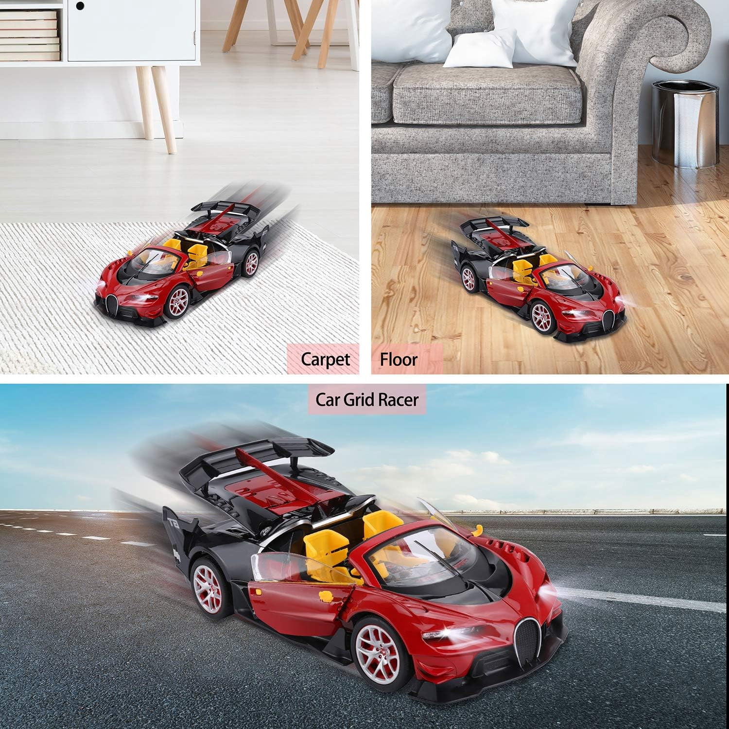 1:14 Scale High-Speed Racing Car Toy with Lights – Remote Control Sports Car Gift for Kids Boys & Girls