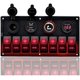 thumbnail image 1 of - Panel de interruptor basculante de 8 interruptores - LED de 12 V/24 V - Pantalla de voltaje digital - Puerto USB dual - Cargador impermeable para RV, barco, automóvil - Rojo Kuyhfg Sin marca, 1 of 5