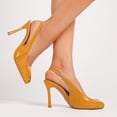 thumbnail image 7 of On feet & in love Women's Peep Toe Slingback Stilettos - D'Orsay Cutout Elastic Strap Stiletto Dress Pumps Heels,Turmeric Brown,9.5, 7 of 7