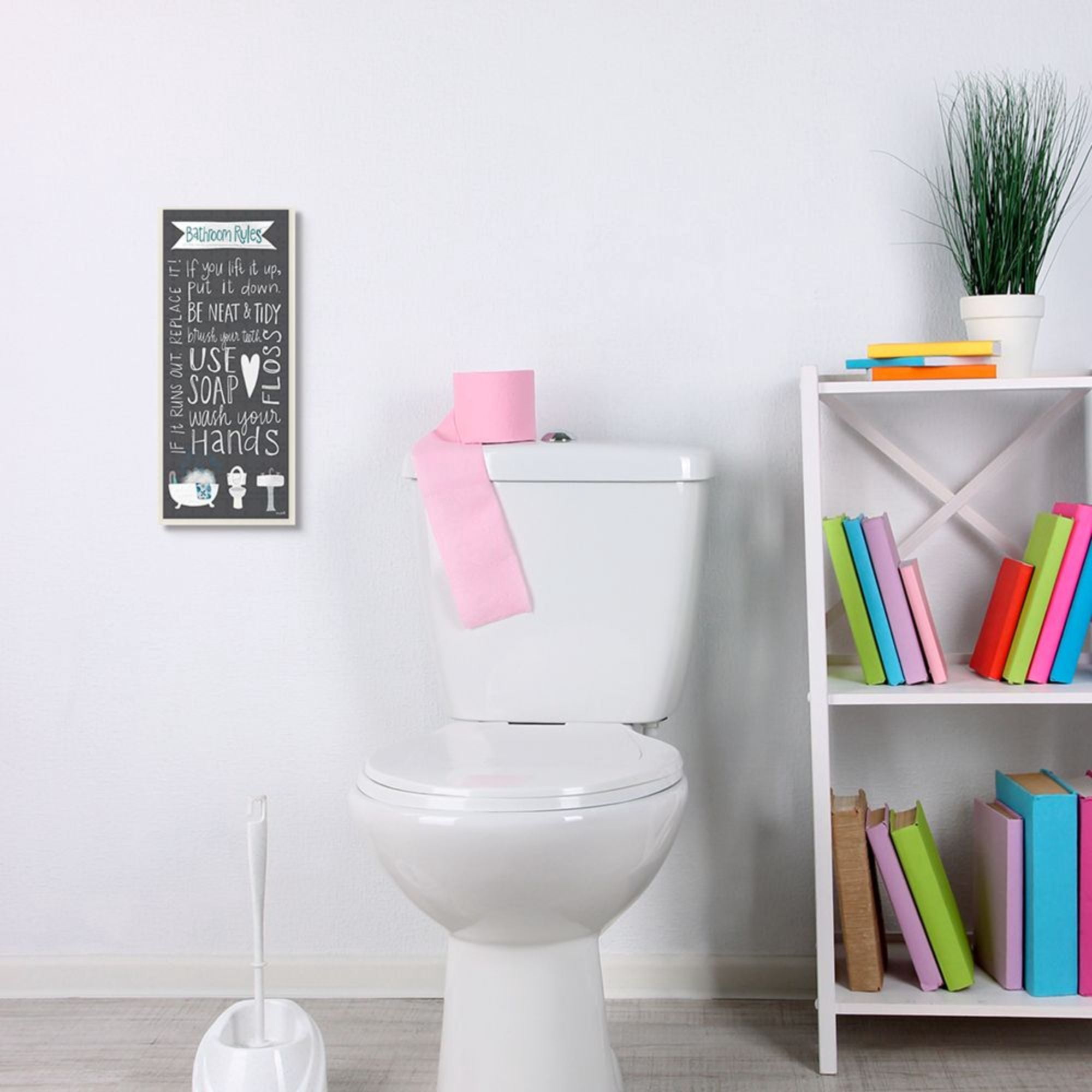 Stupell Industries Bathroom Rules Sign Whimsical Tub Toilet Sink Design by Katie Doucette