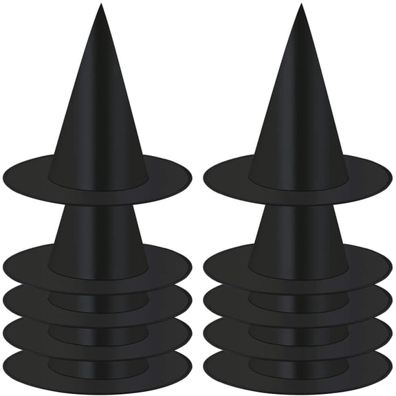 Halloween Black Witch Hat for Adult, 10pcs Halloween Costume Accessory Decorations for Christmas Masquerade Cosplay Party Decor