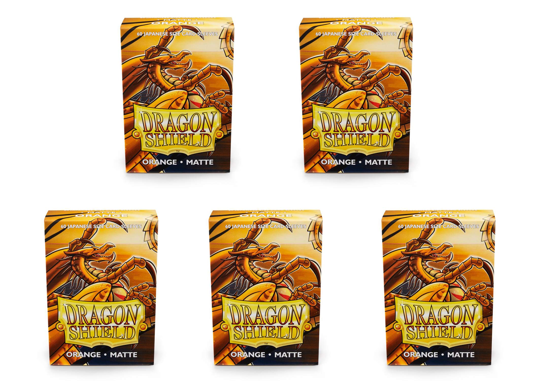 5 Packs Dragon Shield Matte Mini Japanese Orange 60 ct Card Sleeves Value Bundle!