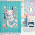 thumbnail image 2 of Manfei Ocean Wildlife Axolotl Shower Curtain 72Wx84L,Cute Salamander Pattern Bathroom Shower Curtain, 2 of 5