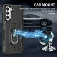 thumbnail image 5 of ELEHOLD Heavy Duty Case for Samsung Galaxy S24 Ultra Rugged Case, 360° Rotating Ring Holder Kickstand Support Magnetic Car Mount Full Body Shockproof Protective Case -Black, 5 of 10