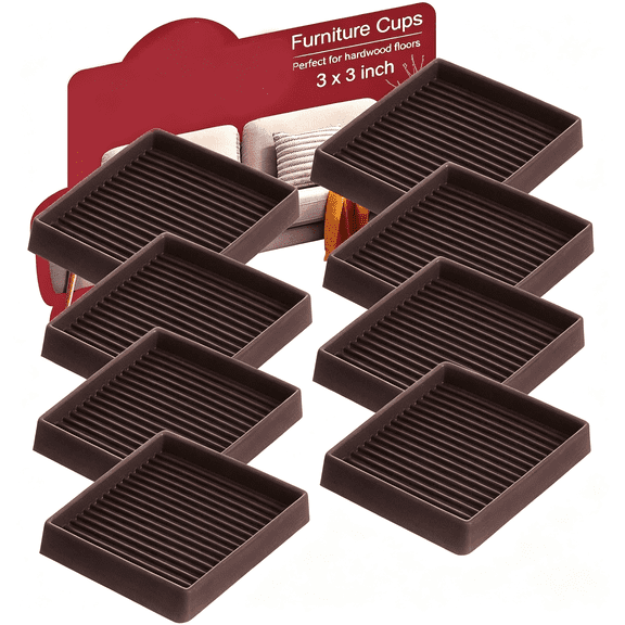 LQSEO Non Slip Furniture Pads for Hardwood Floors -8 Pcs 3“ Furniture Coasters Cups,Anti Skid Furniture Grippers Rubber Feet,Floor Protectors for Furniture Bed Couch Stoppers
