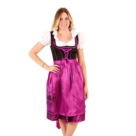 Oktoberfest Drindl Bavarian German Beer Girl PURPLE Maid Costume Dress