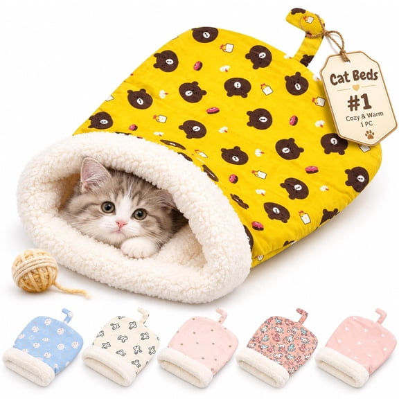 Cozy Cat Sleeping Bag for Indoor,Plush Self-Warming Fluffy Pet Nest Basket,Soft Bed Cave Winter Sleeping Bags for All Seasons,360° Wrap Hideaways Pet Snuggle Sack for Sleeping Relax Play