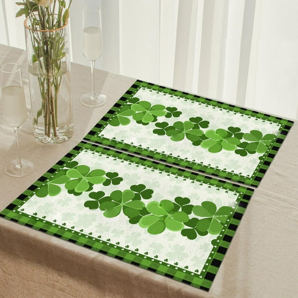 St Patricks's Day Placemats Scandinavians Irish Day Plaid Decorative