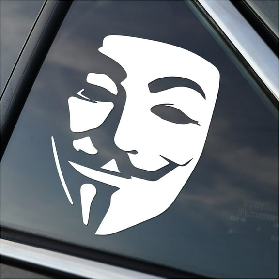 Anonymous Guy Fawkes Vinyl Car Window Decal Sticker White