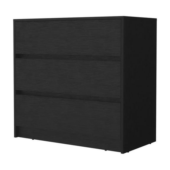 HomeRoots 518025 31.50 x 33.46 x 16.54 in. Black Manufactured Wood Three Drawers No Handles Dresser