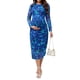 thumbnail image 2 of Vestido de maternidad floral de malla con fruncido lateral para mujer INSPIRE CHIC, vestido ajustado de manga larga para embarazo, invitada de boda 2XL azul, 2 of 5