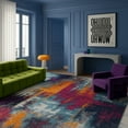 thumbnail image 4 of Rug Branch Zora 7' x 10' (6'7" x 9'7") Purple/Orange Abstract Indoor Area Rug, Contemporary, Medium Pile, Stain-Resistant Carpet - Living Room, Bedroom, Dining Room, and Kitchen, 4 of 9