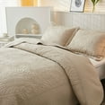 thumbnail image 3 of MarCielo  3 Piece Cotton Oversized Bedspread Quilt Set Tmonica Natural Beige - Oversized King, 3 of 6