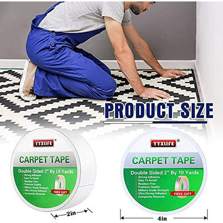 yyxlife double sided carpet tape for area rugs carpet adhesive rug gripper  removable multi-purpose rug tape cloth for hardwood floors,outdoor rugs, carpets.heavy… en 2023