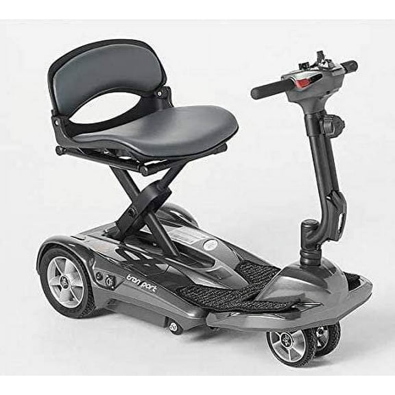 EV Rider Transport AF Plus Automatic Folding Scooter with Remote - Lithium Battery Lightweight Travel Mobility Scooter (Metallic Silver)
