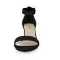 thumbnail image 6 of BLISSFUL STEP Women's Shoes Open Toe Mid Block Heel Ankle Strap Faux Suede Sandals Black 5, 6 of 8