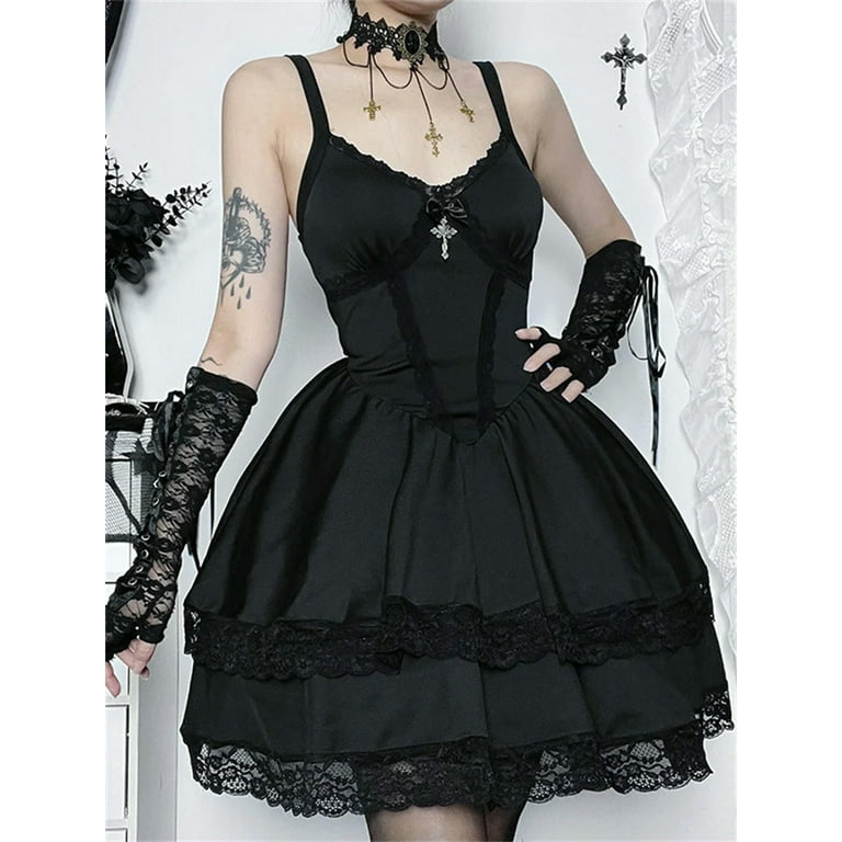 black gothic mesh mini dress Gothic Off Shoulder Lantern Mesh Sleeve Mini Dress (Available in size –  ROCK 'N DOLL main image 0