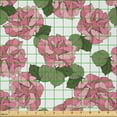 thumbnail image 2 of Ambesonne Pink Floral Fabric by the Yard Microfiber, Wild Spring Peonies, 2 Yards, Pale Pink Olive Green, 2 of 2