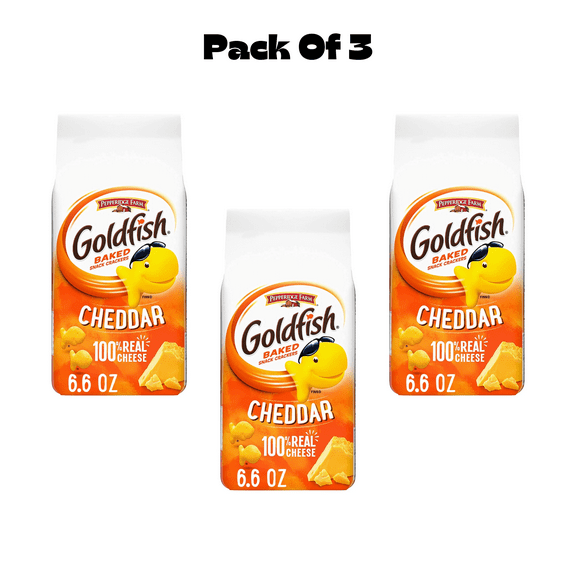 Goldfish Cheddar Cheese Crackers, Baked Snack Crackers, 6.6 oz Bag(PACK OF 3)