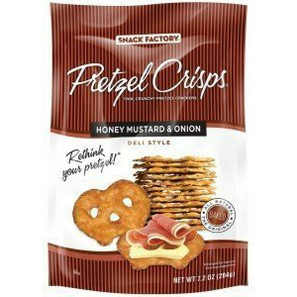 12 PACKS Snack Factory Pretzel Crisps, Honey Mustard & Onion, 7.2