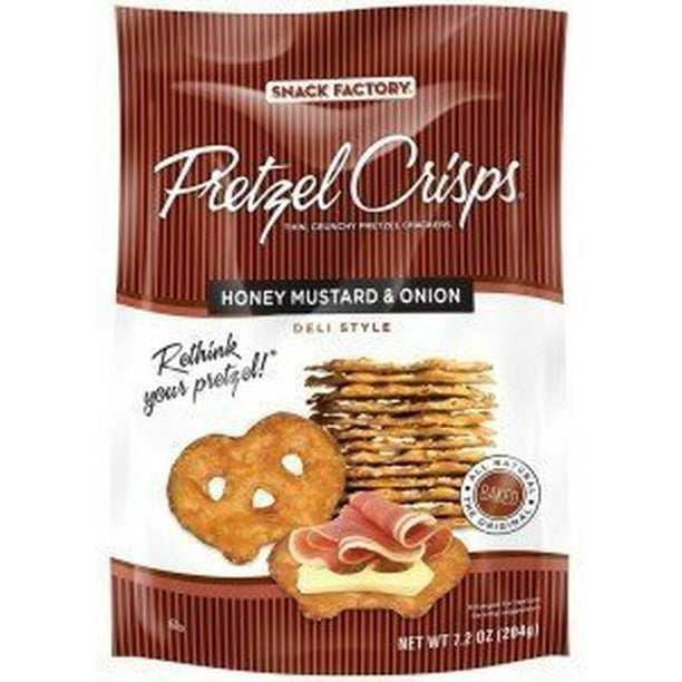 12 PACKS Snack Factory Pretzel Crisps, Honey Mustard & Onion, 7.2