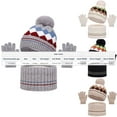 thumbnail image 2 of NAISIBABY Boys Winter Hat Scarf Gloves Sets, Warm Checked Beanie and Circle Scarf and Knit Gloves Kids Warm Outdoor 3-Piece Beige 1-6T, 2 of 5
