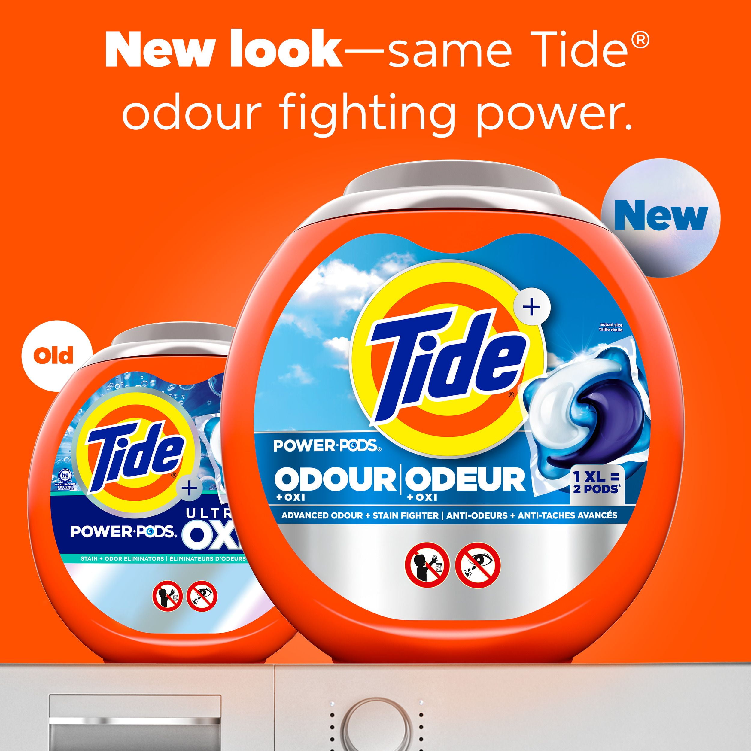 Tide Odour + Oxi Laundry Detergent Pacs, Original Scent, Advanced Odour + Stain Fighter, 25CT