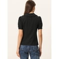 thumbnail image 4 of Blusa retro vintage de manga corta con cuello Peter Pan para mujer Negro L, 4 of 5
