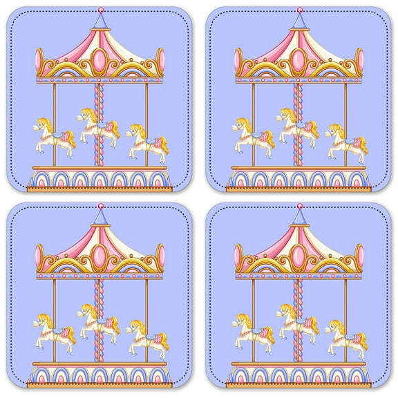 Vinyl Drink Coasters - Set of 4 - Carousel